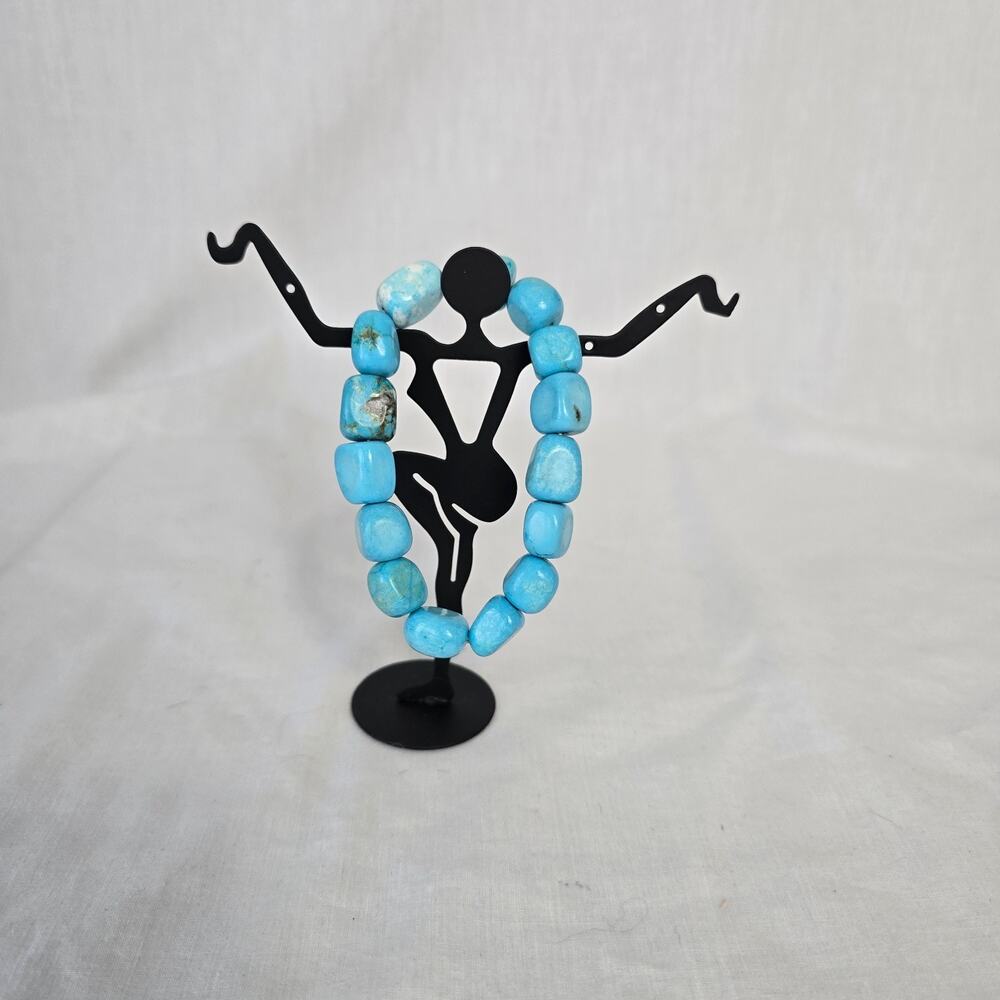 Turquoise Chunky Beaded Bracelet 7" Cold to the Touch